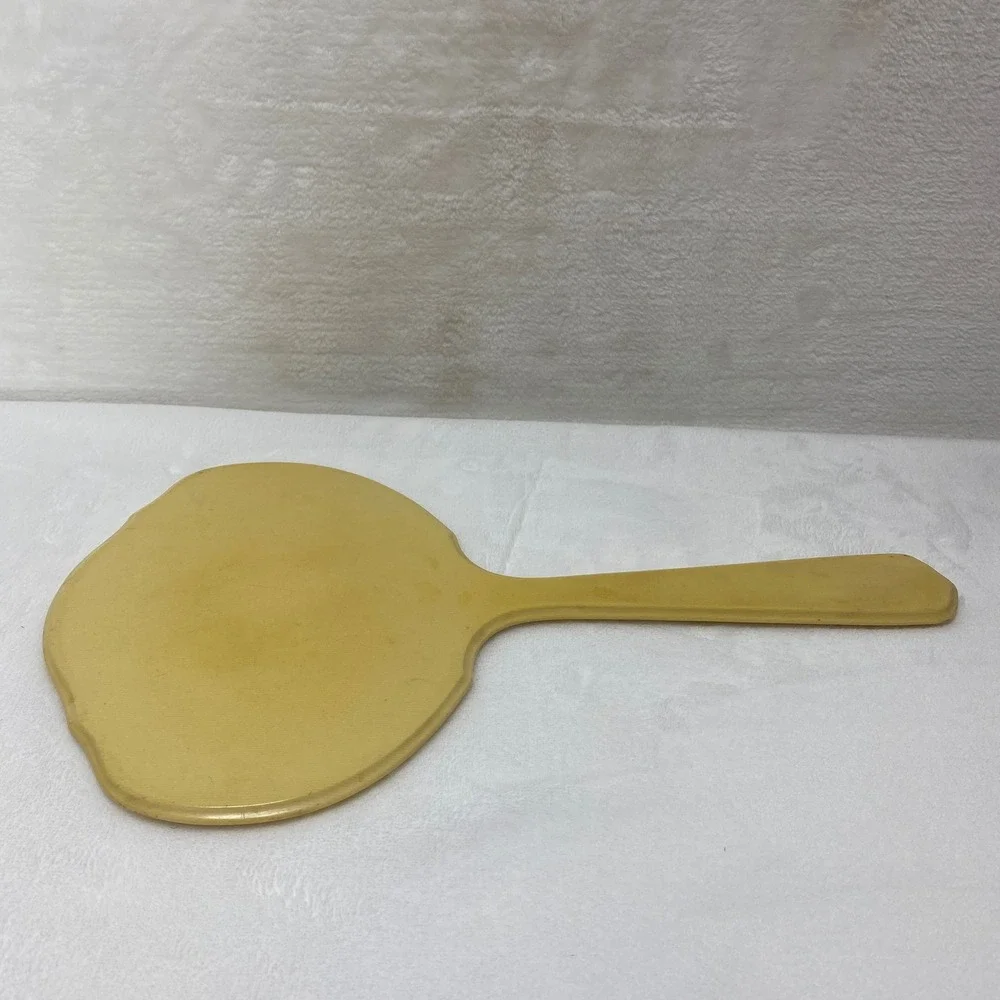 Vintage‎ Yellow Bakelite Handheld Mirror *READ*